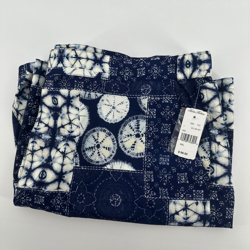 Brooks Brothers Swim Trunks Mens XXL Blue Shibori Patchwork Board Shorts NWT